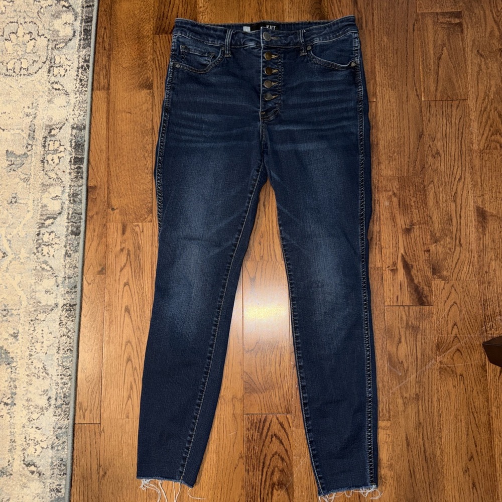 Kut from the Kloth Connie High Rise Fab Ab Ankle Skinny Raw Hem Distressed Sz 6